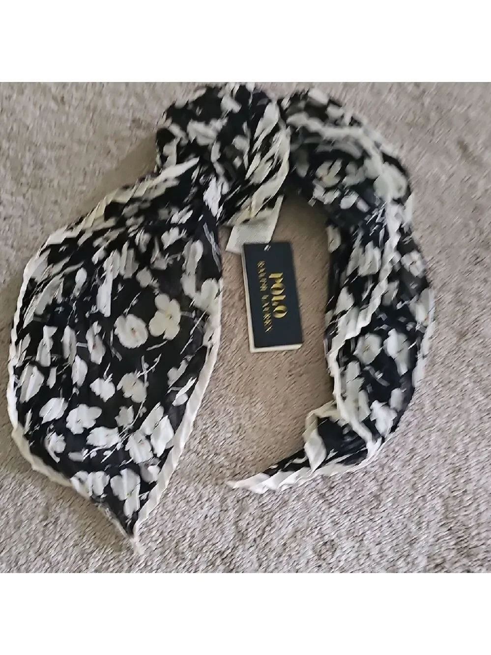 Polo by Ralph Lauren Black and White Animal Print Scarf